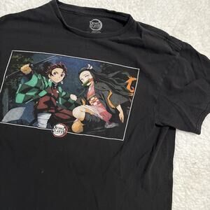 Demon Slayer Kimetsu No Yaiba Anime Tee Graphic T Shirt Black Youth Size M